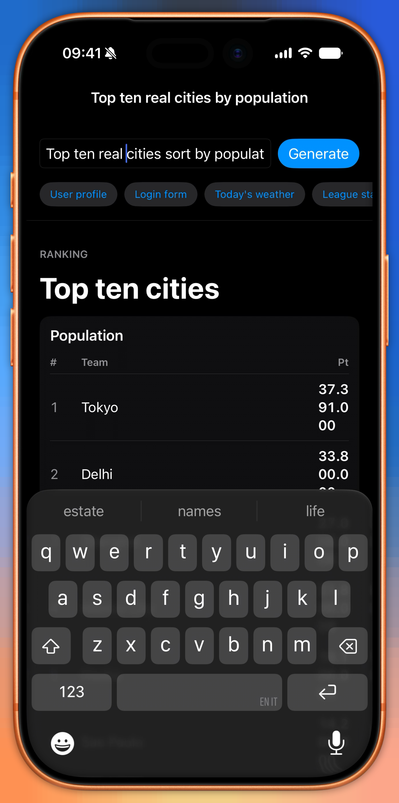 Top ten cities AI UI Generated